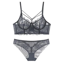 3 цвета 70-85 BCD ультратонкие чашки вышивка сексуальный бюстгальтер и трусики пуш-ап Прозрачное нижнее белье крест женское нижнее белье комплект с бюстгальтером