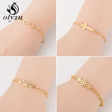 Oly2u модный очаровательный золотой браслет для женщин из нержавеющей стали бесконечный регулируемый браслет ювелирные украшение невесты Bijoux Pulseras Mujer