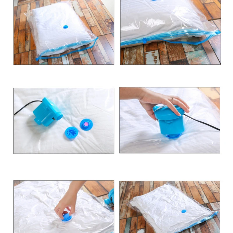 5 шт. вакуумная сумка для хранения одежды на присоске, сумка-Органайзер с ручным насосом для домашнего сада