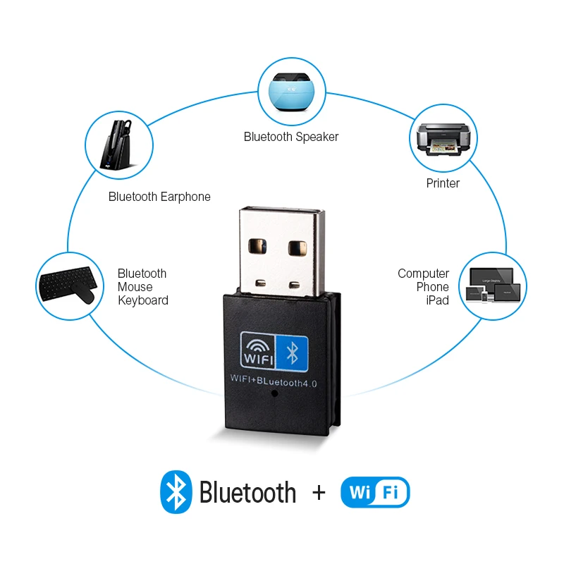 Беспроводной USB Wi-Fi адаптер Bluetooth 4,0 150 Мбит/с 2,4 ГГц мини WiFi антенна компьютер Wi-Fi сетевая карта приемник 802.11b/n/g Terow