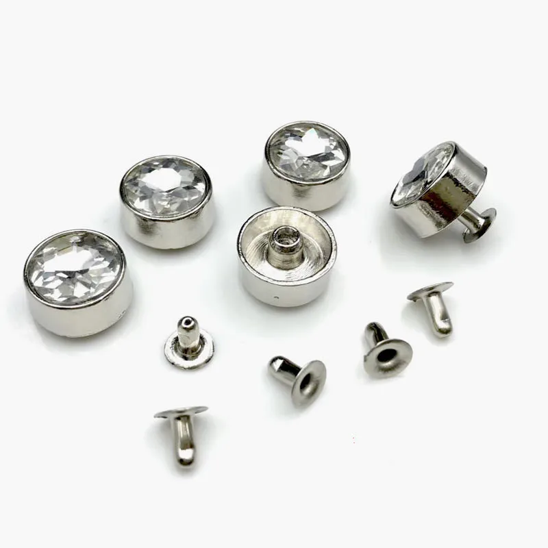 XUNZHE 20 шт 12 мм сплав инкрустированный алмазами круглая заклепка шпильки для одежды винты для ремни на застежках для одежды жемчужный ювелирный набор