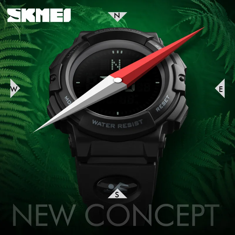 Acheter SKMEI Marque Mens Sport Montres 5ATM Numérique En Plein Air Hommes Militaire Montre EL Rétro Éclairage Boussole Montres reloj hombre 2017