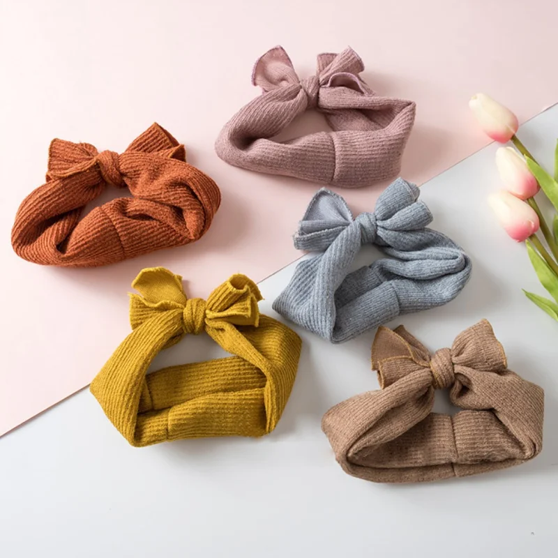 

1 PC Winter Warm Ear Warmer Headwrap Xmas Girls' Crochet Headband Knitted Bow Hairband Hair Band Accessories