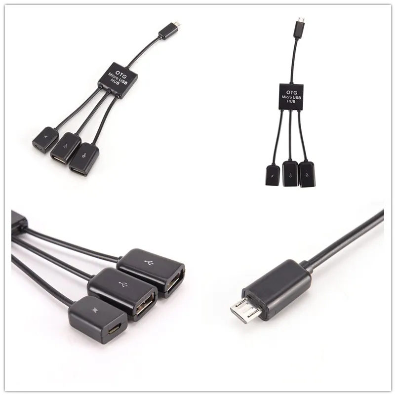 

1pcs USB OTG Host Hub Adapter Multi-function 1 Male To 3 Female Micro USB OTG Hub Cable Connector Splitter USB Adapter Converter