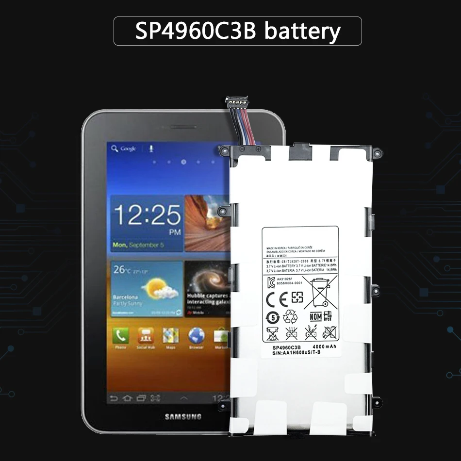 Запасная батарея SP4960C3B для Samsung GALAXY Tab 7 0 Plus P3110 P3100 P6200 P6210 Tablet Battery 4000 мАч|Батареи