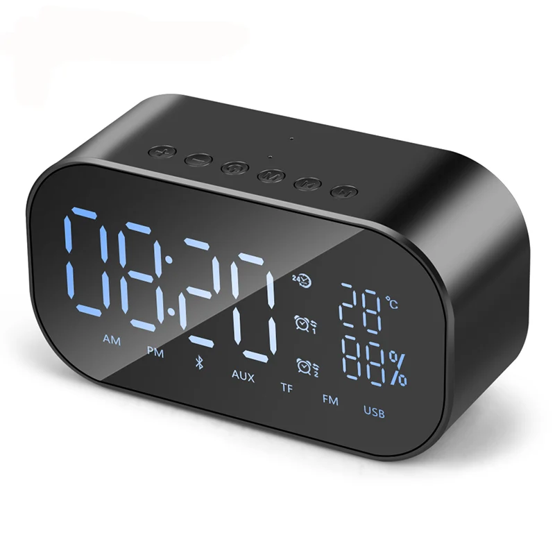 

Portable Bluetooth Speakers FM Radio Alarm Clock Wireless Stereo Subwoofer Music Box Support Temperature LCD Display For xiaomi