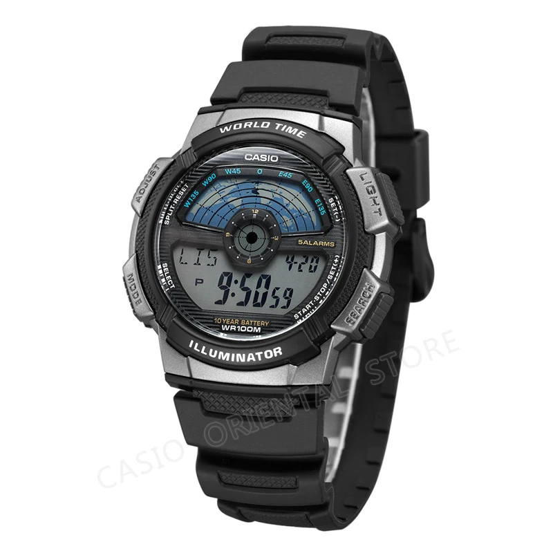 CASIO Watch AE-1100W-1A Цифровой Мужчины Лучшие Продажи Силиконовый Ремешок Мужчины Спортивные Часы Водонепроницаемые Relogio Masculino Плавать Вселенной Время