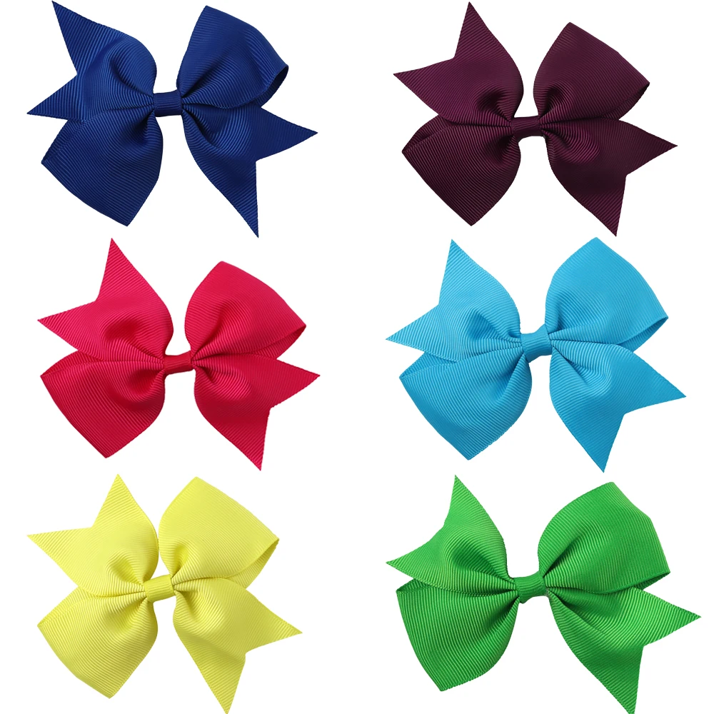 3pcs 3.5" High Quality Solid Hair Bows with Alligator Clip Girls Hair Clip Hairpins Headwear