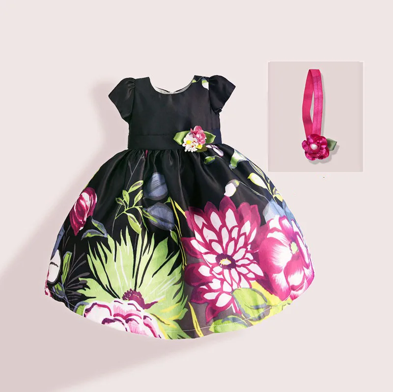 Платье с цветами для маленьких девочек Детские платья для девочек, летнее платье принцессы для девочек г. Детская праздничная одежда для От 1 до 5 лет(с повязкой на голову