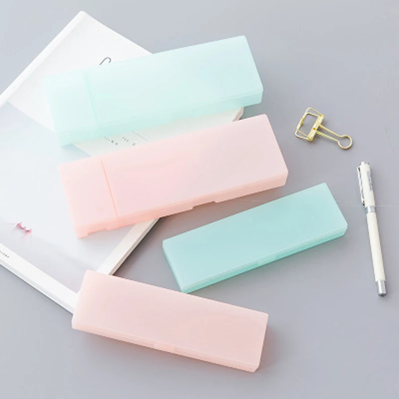 

Simple Transparent Pencil Case Frosted Plastic Pen Box Storage Box School Office Supplies Stationery High Quality