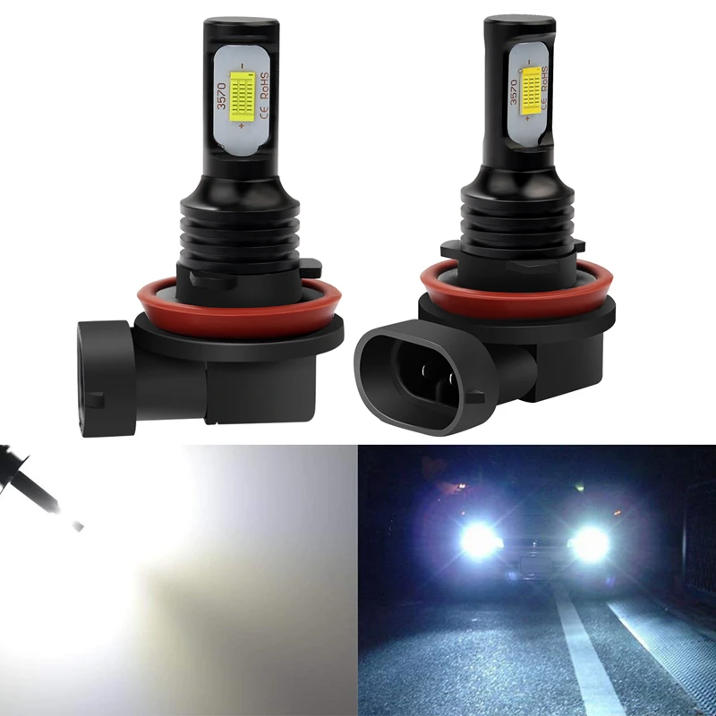 Katur 2pcs Super Bright Canbus H11 LED Bulbs Led Driving Running Lights