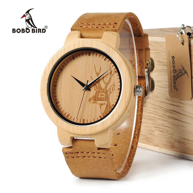 BOBO BIRD Бамбуковые мужские часы с гравировкой и кожаным ремешком, японские Мужские кварцевые часы с Т-образным ремешком, деревянные часы в подарочной коробке с логотипом