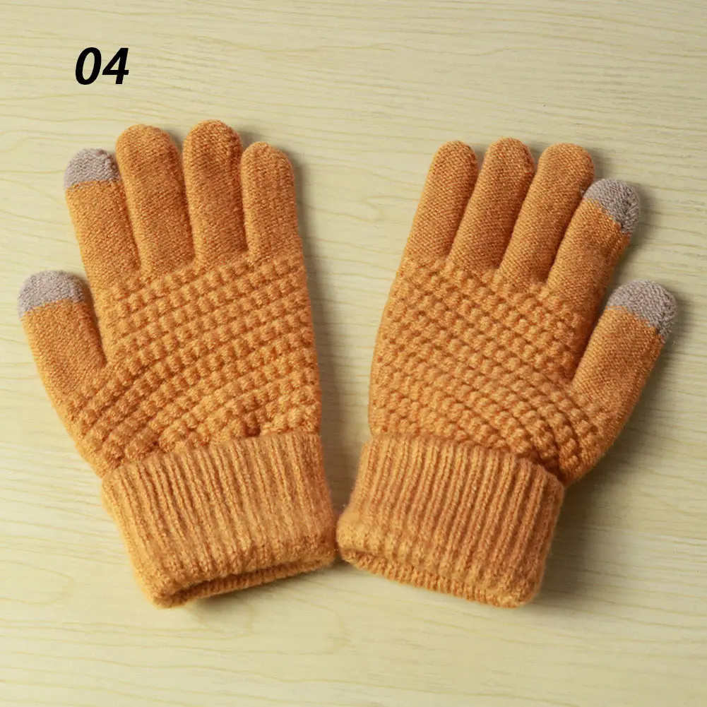 A04 Solid Turmeric Sparsil зимние Новые Волшебные вязаные перчатки с сенсорным экраном, утолщенные перчатки на все пальцы, теплые перчатки, Стрейчевые вязаные варежки для мужчин и женщин - Цвет: A04 Solid Turmeric