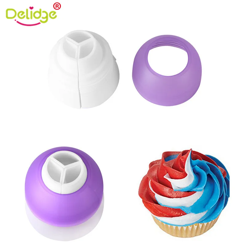 

Delidge 1 pcs 3 Holes Cake Decoration Converter Mix 3 Colors Icing Piping Nozzle Converter For Cupcake Nozzle Converter