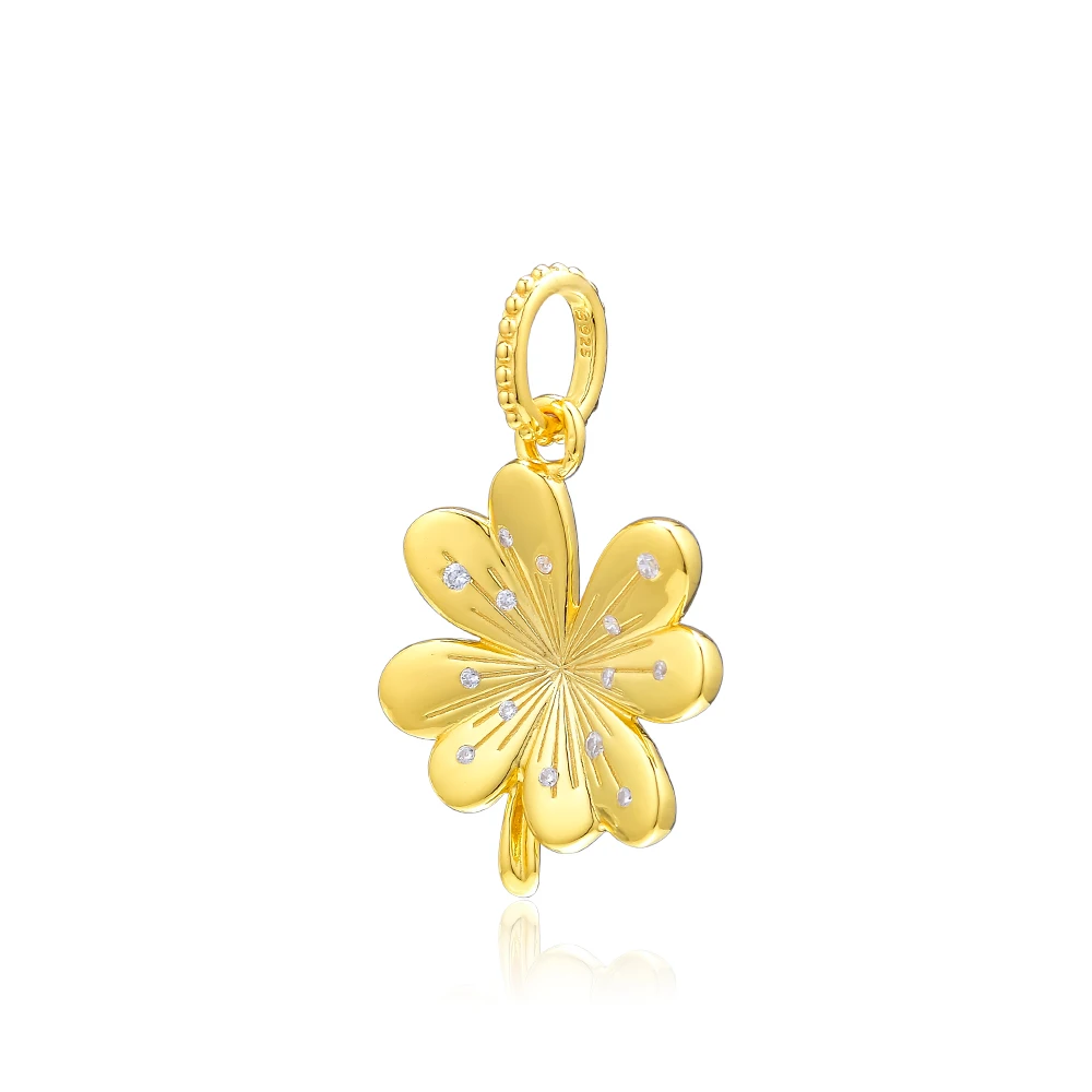 Подходит для Pandora Charms Браслеты четырехлистник на удачу Клевер висит сверкающие бусины 100% 925 пробы Серебряные ювелирные изделия Бесплатная