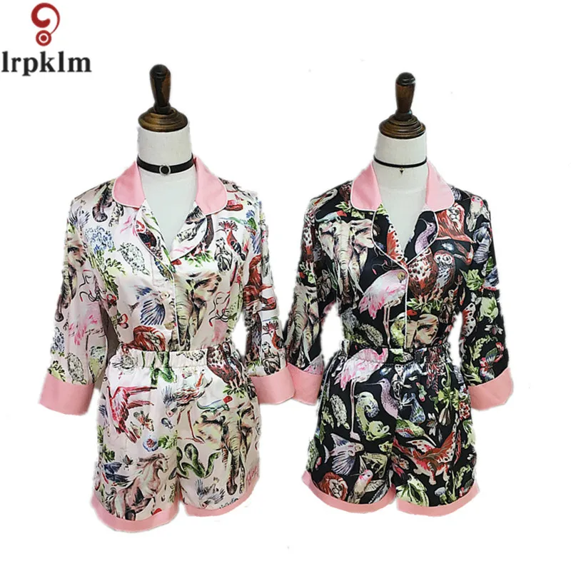 Женские Пижамный Комплект Лето 2017 шелковистые женские пижамы шорты 2 предмета Комплект из искусственного шелка женский сна гостиная