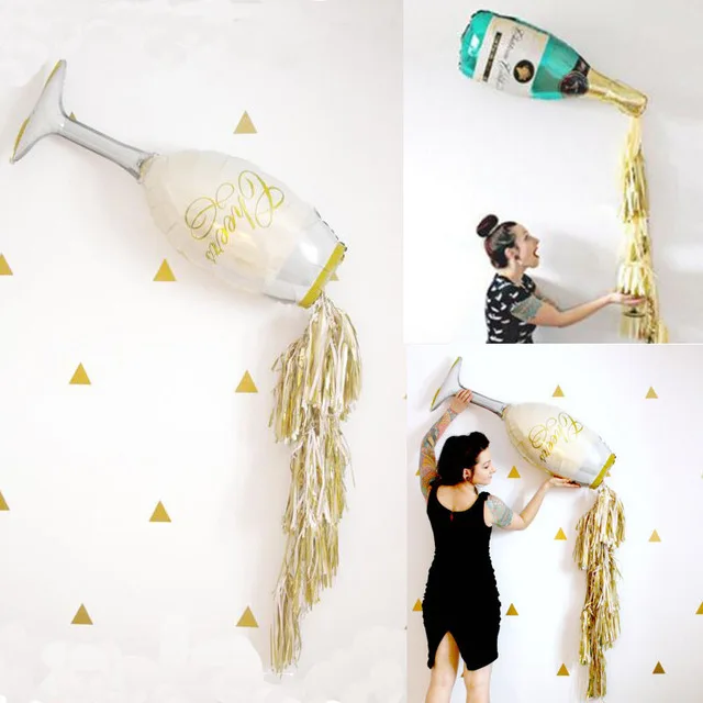 

2pcs=Large 100CM Champagne Bottle Cup Balloons+Gold Foil Tassel (5pcs)Wedding Birthday Event Party Decoration Supplies Gift Ball