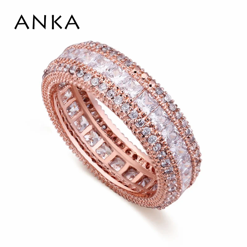 

ANKA Brand New High Quality Wedding Rings For Bridal CZ Rose Gold Color & Bague Femme Party Accessories #121225