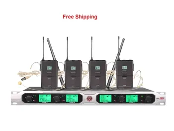

Free Shipping draadloze microfoon UHF Four Beige Headset headphones with microphone draadloze microfoon