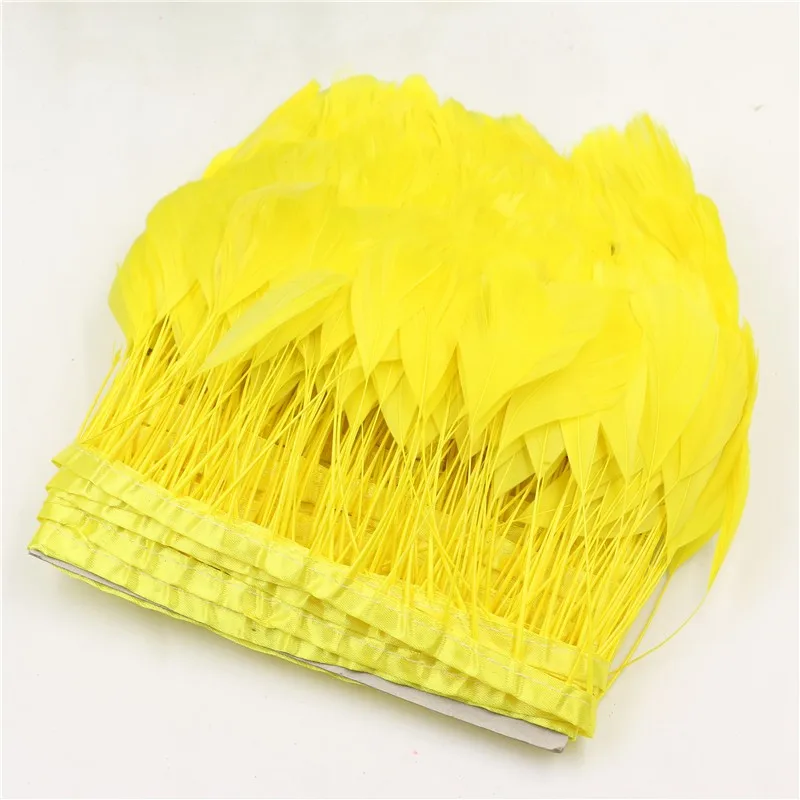 Желтая гусиная отделка бахромой с пером окрашенное гусиное перо лента бахрома "утиное перо" для платье своими руками украшения одежды аксессуары