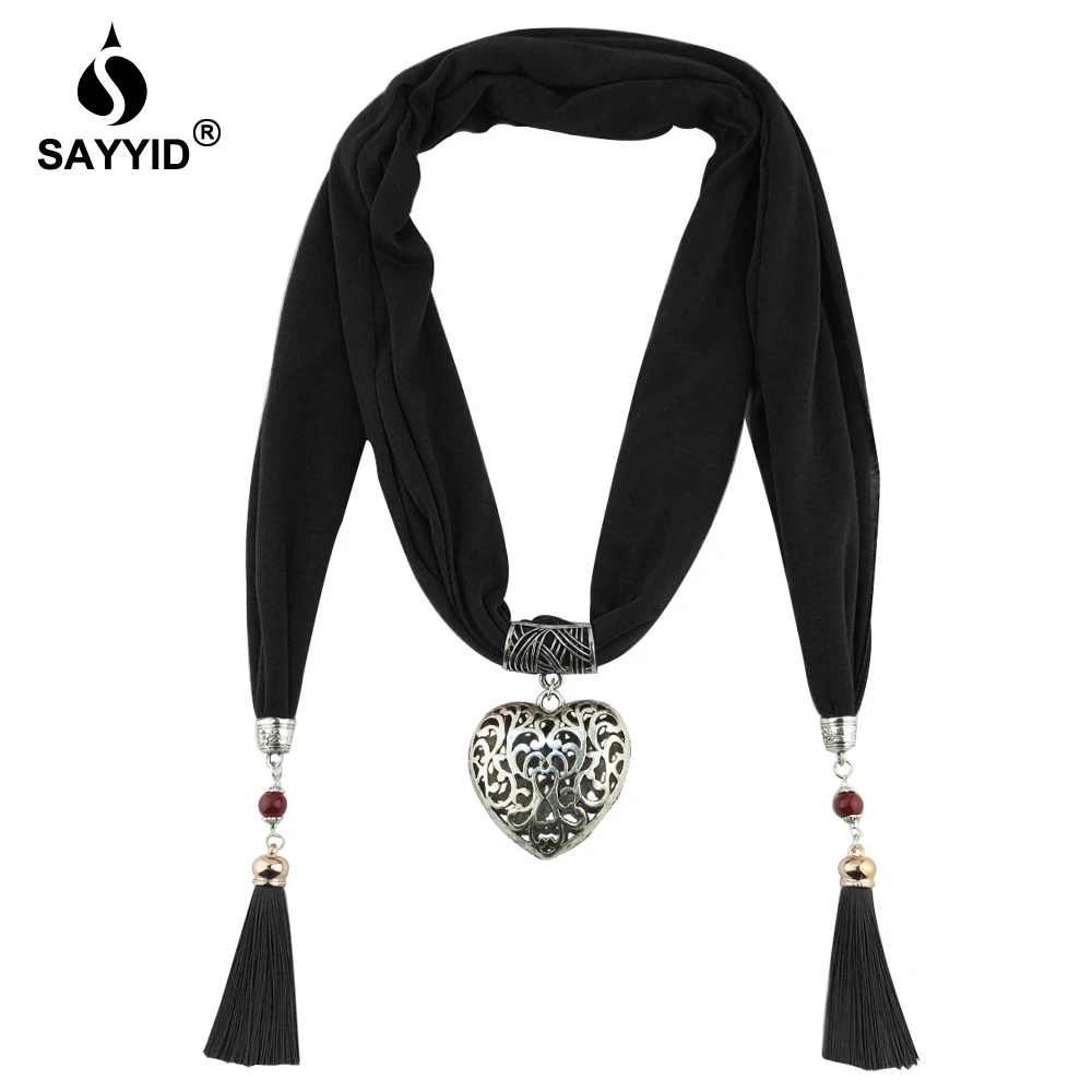 

2019 New design statement jewelry scarf necklace for women fashion luxury brand heart-shaped pendant necklace scarf scarves NS-1