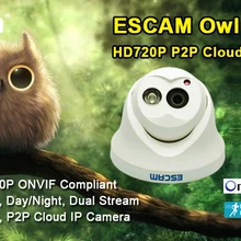 Escam Сова IP камера ночного видения Onvif 3,6 мм Лен HD 720P H.264 1/4 CMOS P2P мини камера ИК безопасности CCTV камера QD100