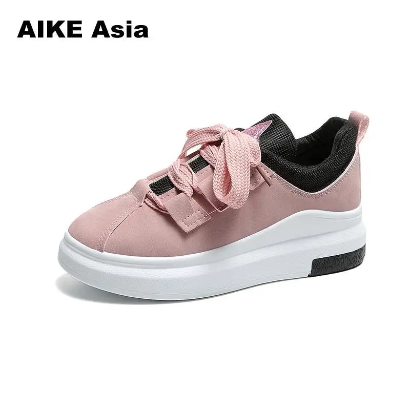 Большие размеры 35-42; сезон весна; Новинка; дизайнерские розовые женские Сникеры на платформе; Вулканизированная обувь; tenis feminino; повседневная женская обувь - Цвет: Pink