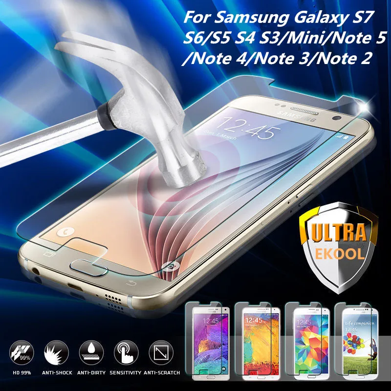 

Explosionproof Tempered Glass Layer Clear Front Screen Protector For Samsung Galaxy All Film Arc Edge Technology Touch Sensitive