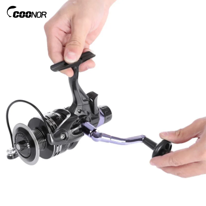 

COONOR 4+1BB Ball Bearings Spinning Reel Freshwater 4:7:1 Fishing Reels Dual Brake System Carp Fishing Tackle Carretilha Pesca