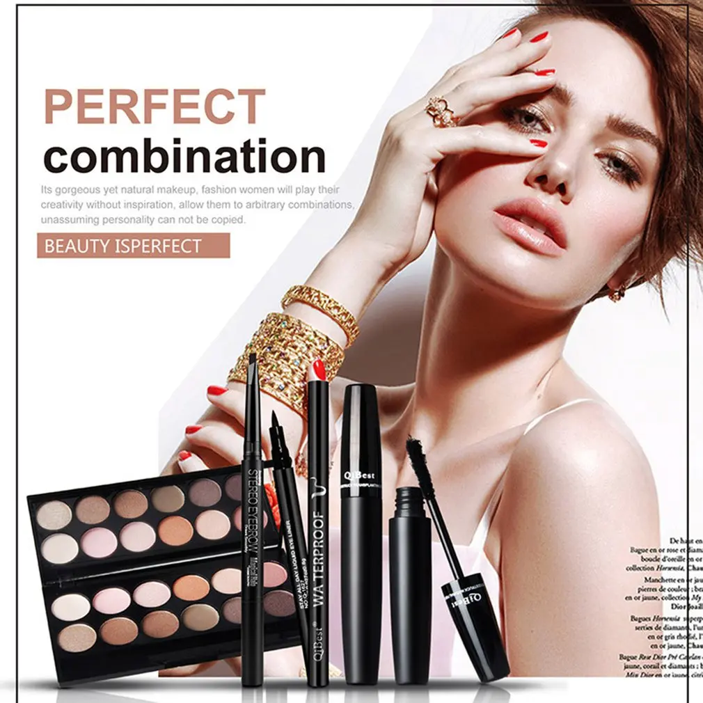 New Eye Makeup Kit 3D Mascara + Eye Shadow + Eyeliner + Eyebrow Pencil