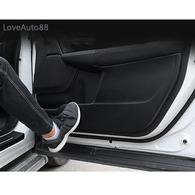 

Car Carbon Fiber Leather Door Protector Pad Anti Kick Pad Anti-dirty Pad Mat Cover Sticker For Honda CRV CR-V 2017 2018