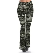 Повседневное Для женщин модные летние широкие расклешенные внахлест Высокая Талия печать Palazzo штаны Панталоны S/L