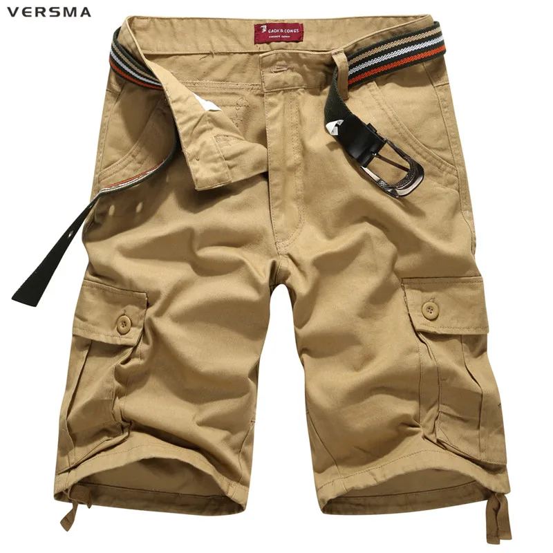 VERSMA Men Summer Fashion Casual Black Shorts High Quality Cotton Cargo ...
