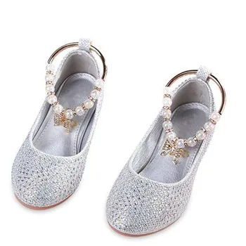

New Princess Rhinestone Crystal shoes Girls High-heeled Dance Leather Shoes Children Kids Performance Party Baby Toddler 02A