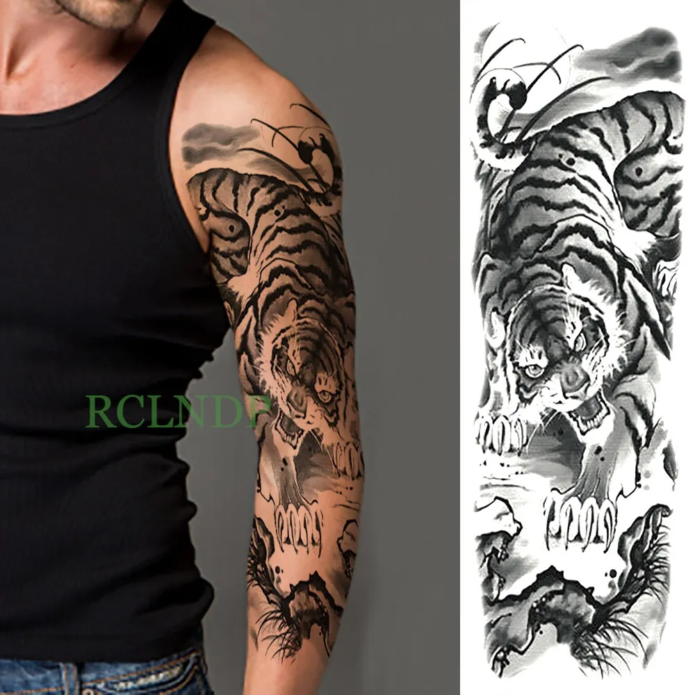 Водонепроницаемая временная татуировка наклейка полная рука большой размер робот тату флэш-тату поддельная Татуировка рукав для мужчин женщин 19 - Цвет: Бордовый
