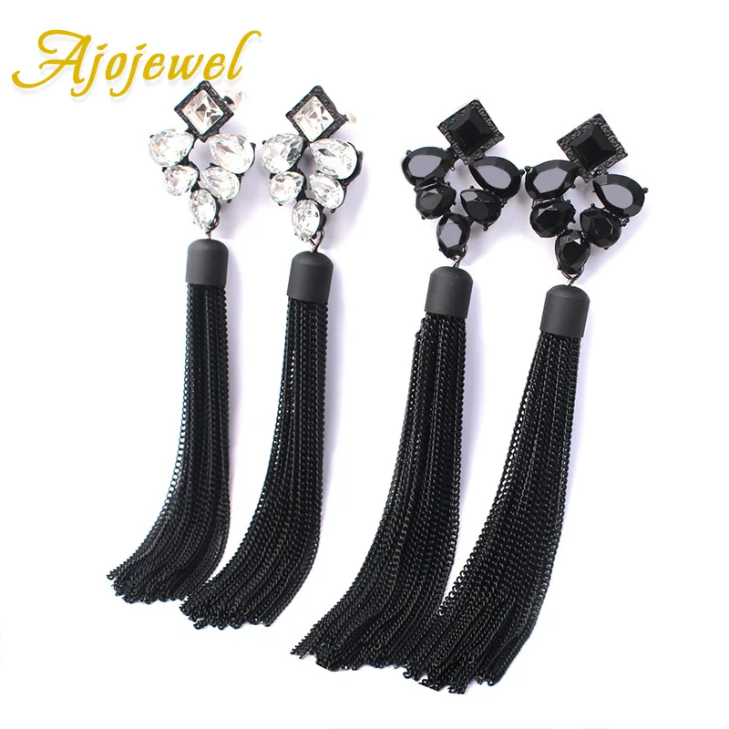 Горячая Распродажа черные/белые серьги подвески с кристаллами AAA Ajojewel черные