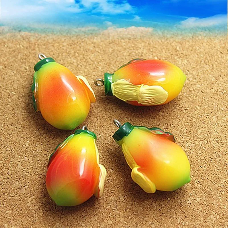 10pcs very cute 3D imitation fruit mango resin craft for diy decoration
