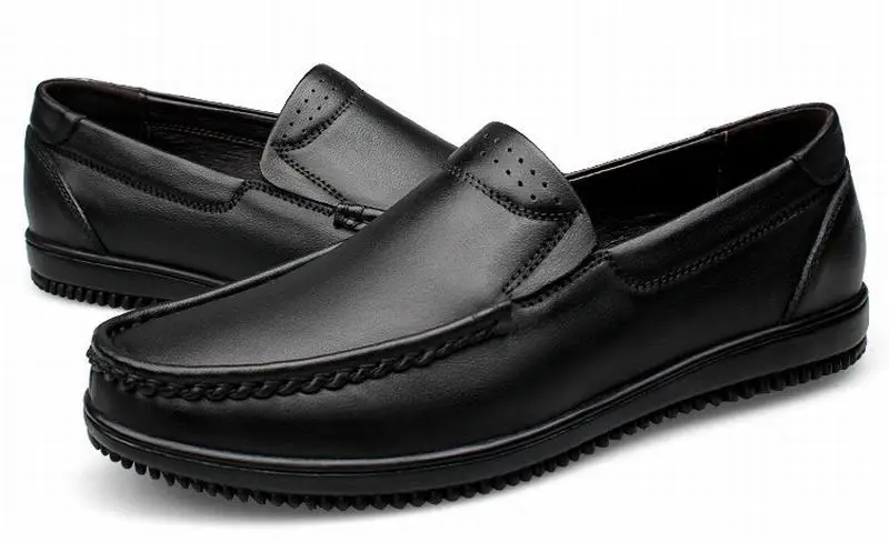 Модные популярные мужские туфли на плоской подошве; дышащие мокасины из натуральной кожи; мужские классические повседневные Мокасины; Лоферы без застежки; обувь для вождения