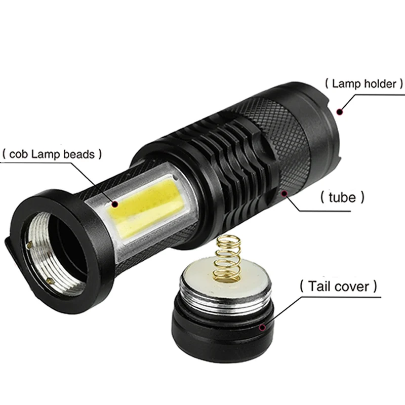 Мини Q5 COB ручка светильник светодиодный флэш-светильник фонарь 4 режима зум водонепроницаемый фонарь портативный светильник с использованием батареи AA или 14500