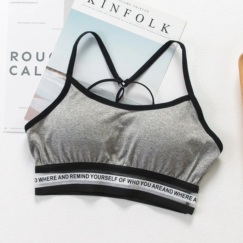 SP&CITY Sporty Style Letter Print Solid Cotton Tube Top Women Summer Criss-Cross Invisible Bras Push Up Bra Soft Breathable Tops