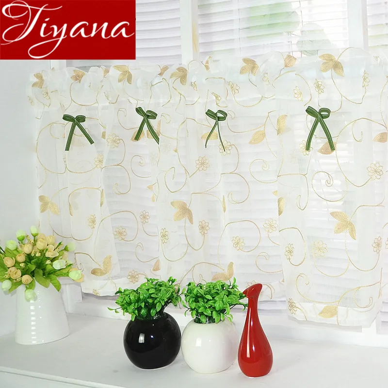 

White Curtains Kitchen Cabinet Curtians For Living Room Door Window Screen Home Textiles Sheer Short Curtains Cortinas DL014 #20