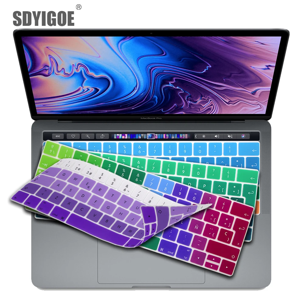 Испанская Защитная крышка для клавиатуры Macbook Pro13 15 с сенсорной панелью
