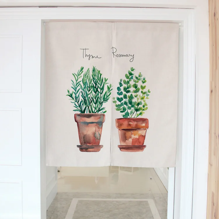 Нордическое зеленое растение с цветочным японским декоративным дверным занавесом ткань хлопок домашние экраны перегородки оконные шторы