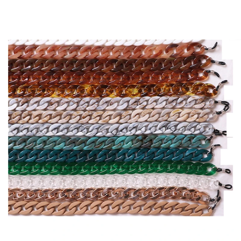 24 color acrylic candy color retro amber glasses chain creative concave shape glasses chain