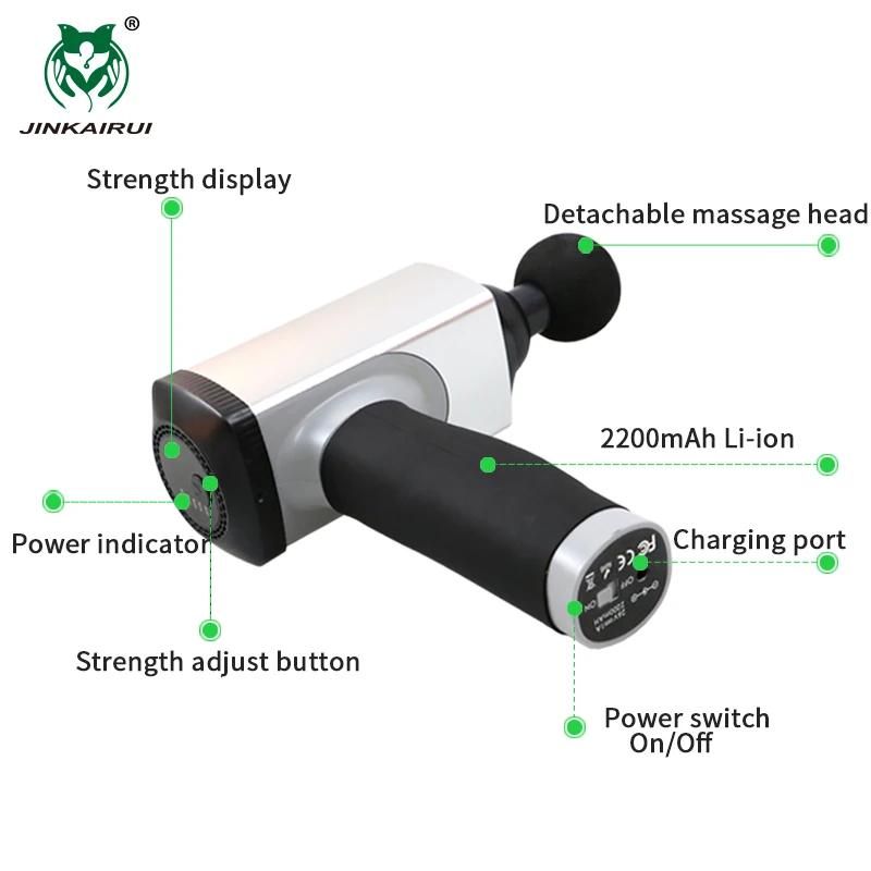  Jinkairui Electric Deep Muscle Massage Gun Vibrating Relaxing Fitness Portable Hand Held Profession