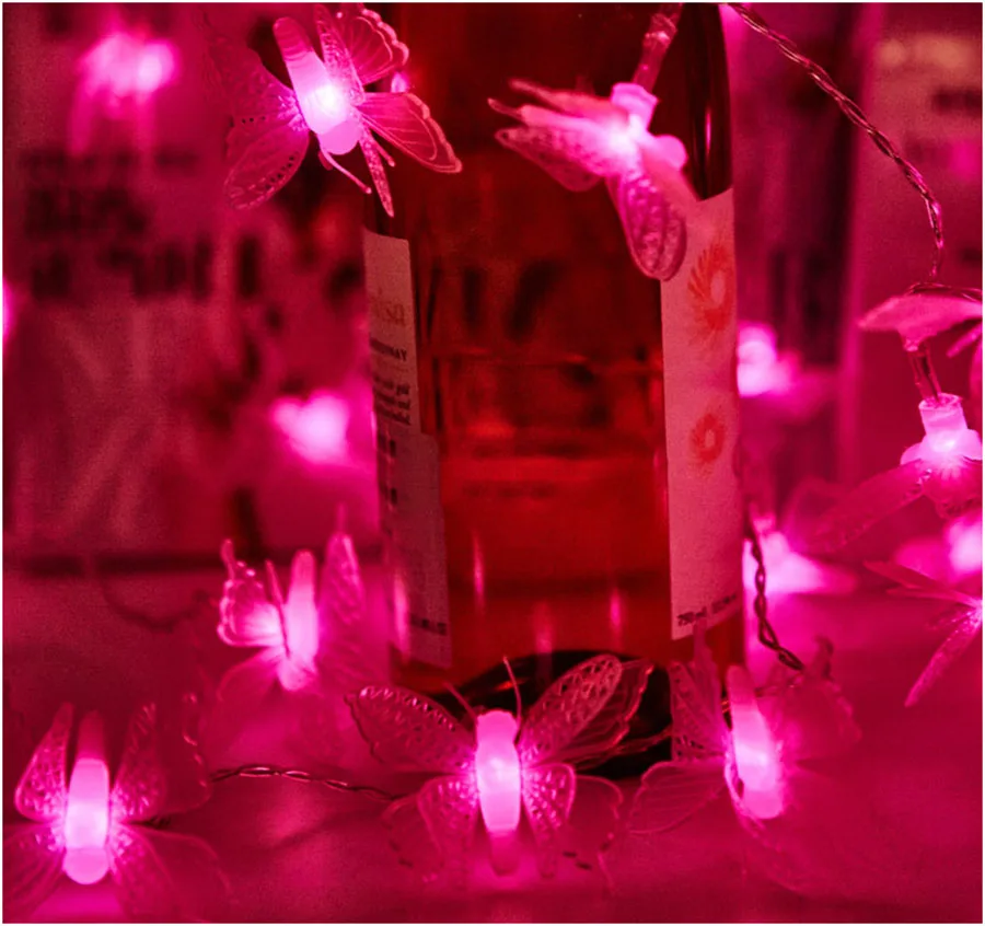 Бабочка батарея гирлянды многосветодио дный цветные светодиодные лампы Крытый декоративное освещение для садоввечерние вечеринки