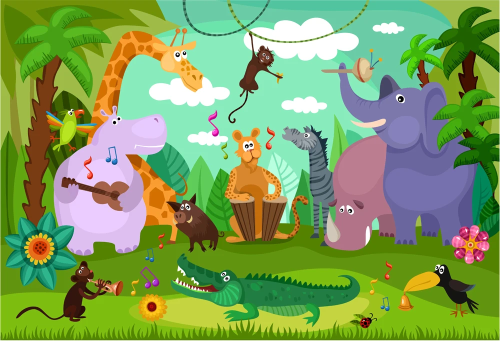  Fun  Jungle  animals Backdrop Photo background photography 