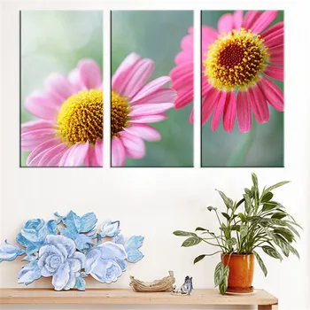 

Modern Flower Art Canvas Prints Pink Flower Wall Art Modular Oil Painting Poster Home Decoration Art Works Gift UnFramed 3 Panel