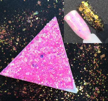 

100g/pack, 24 Choices! Mix Hexagon Shapes Sequins, Iridescent Rainbow Shining Color Slices 3D Nail Art Glitters Paillettes