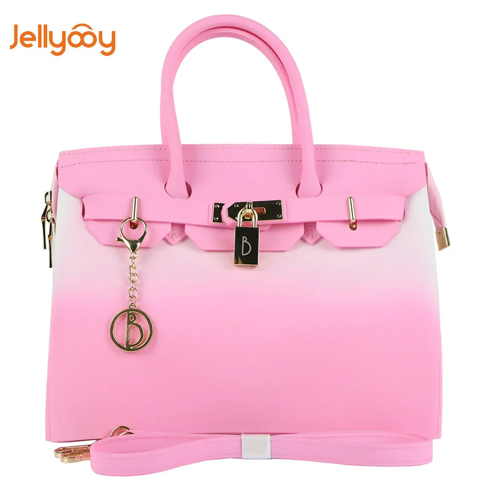 

Jellyooy Beachkins Padlock Zipper Luxury Handbags Women Bags Designer Matte Jelly Bags Panelled Color PVC Beach Bag